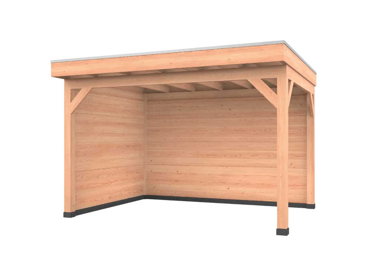 Douglas overkapping, 400 x 300, met achterwand en zijwand, Westwood Comfort Green - Afbeelding 1